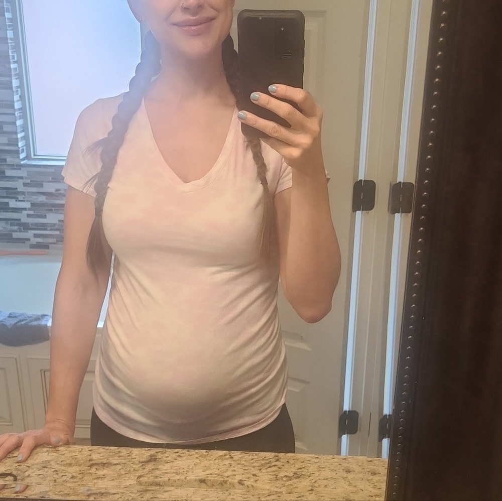 Isabel Maternity by Ingrid & Isabel Light Pink Tie-Dye V-Neck Tee